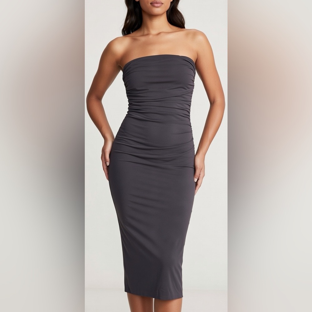James Perse Charcoal body ruched dress